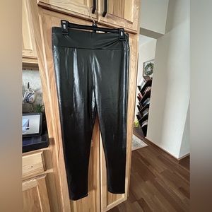 Faux Leather Leggings Black XL High Waist Stretchy NWOT